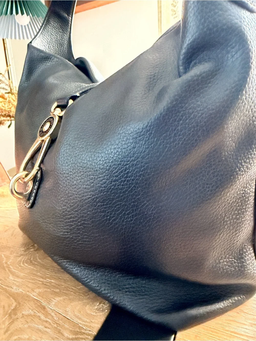 Dooney & Bourke Black Pebbled Leather Hobo with Silver Hardware
